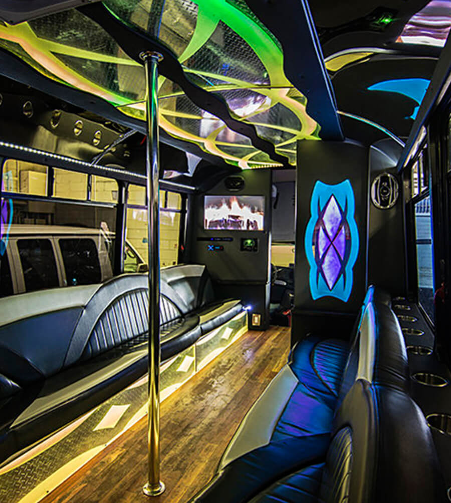 leather seating on party bus