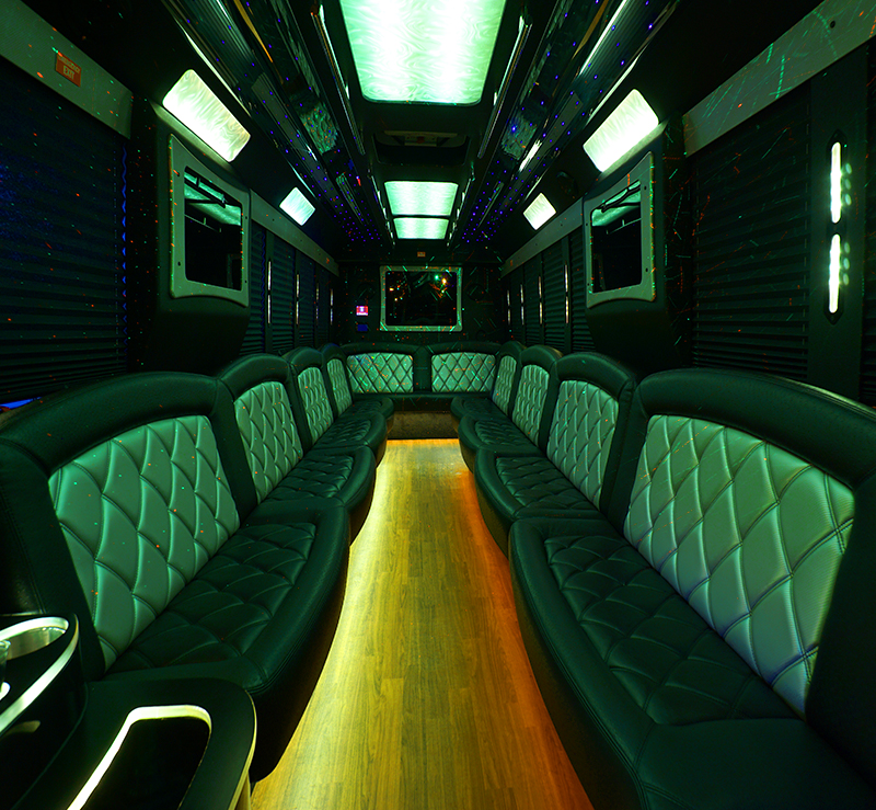 leathe seats on party bus